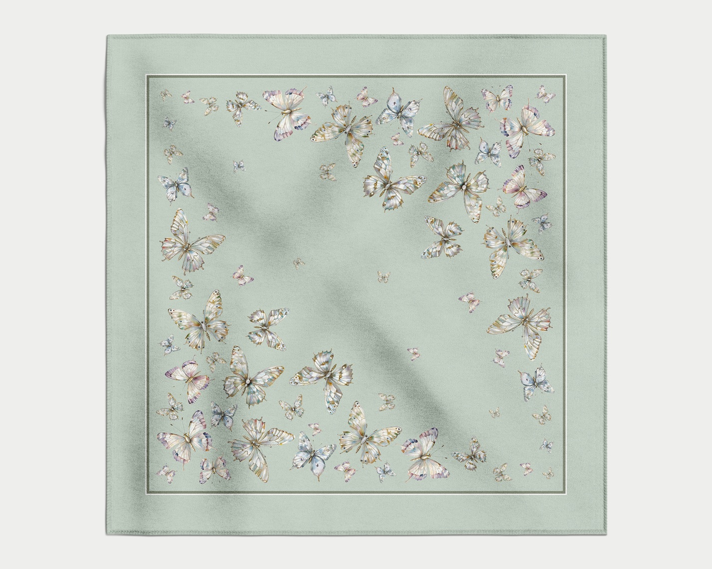 Ткань Муслин  купон мятного цвета  с принтом 